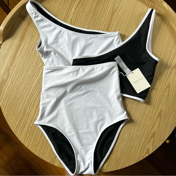 NWT sz 6 Baiia Coco One Shoulder High Waisted Bikini Reversible Swimsuit 3pc - Picture 7 of 12